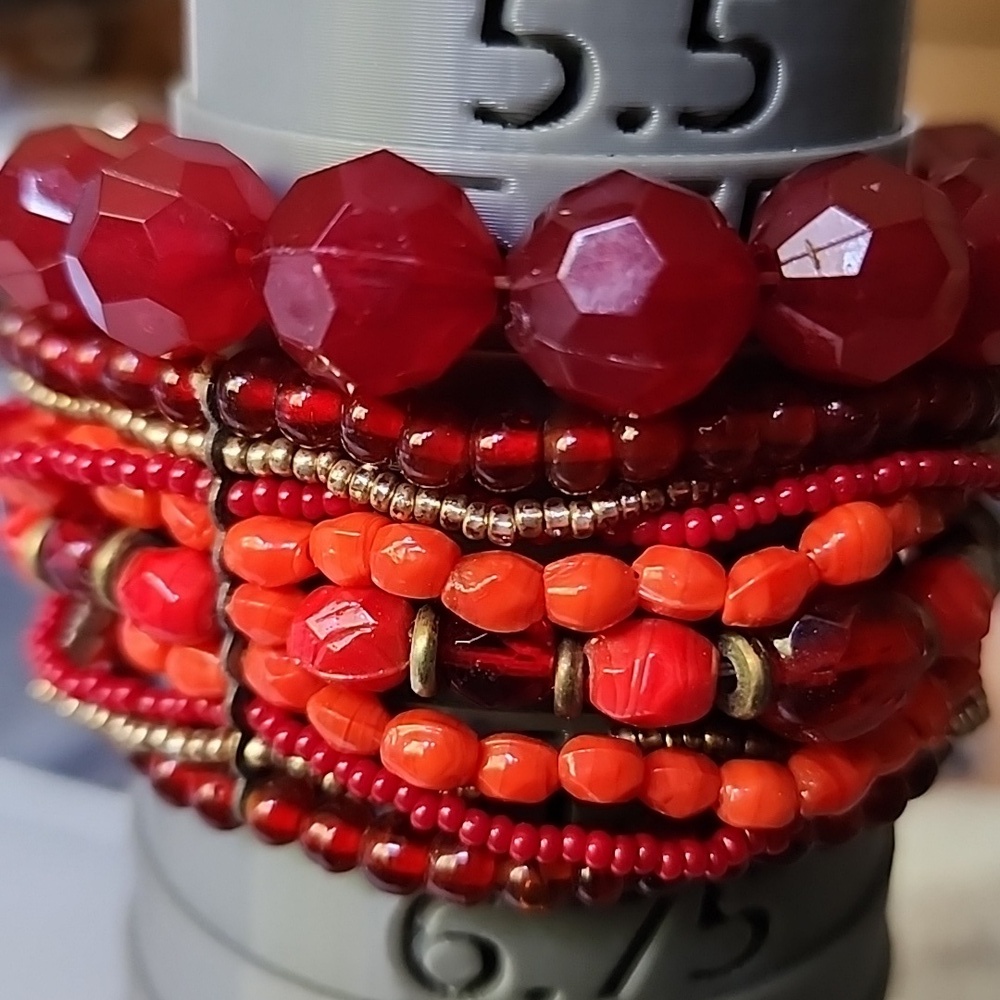 MULTI STONE REDS  BRACELET Fire ORANGE RED STONE 2 Bracelet Bundle